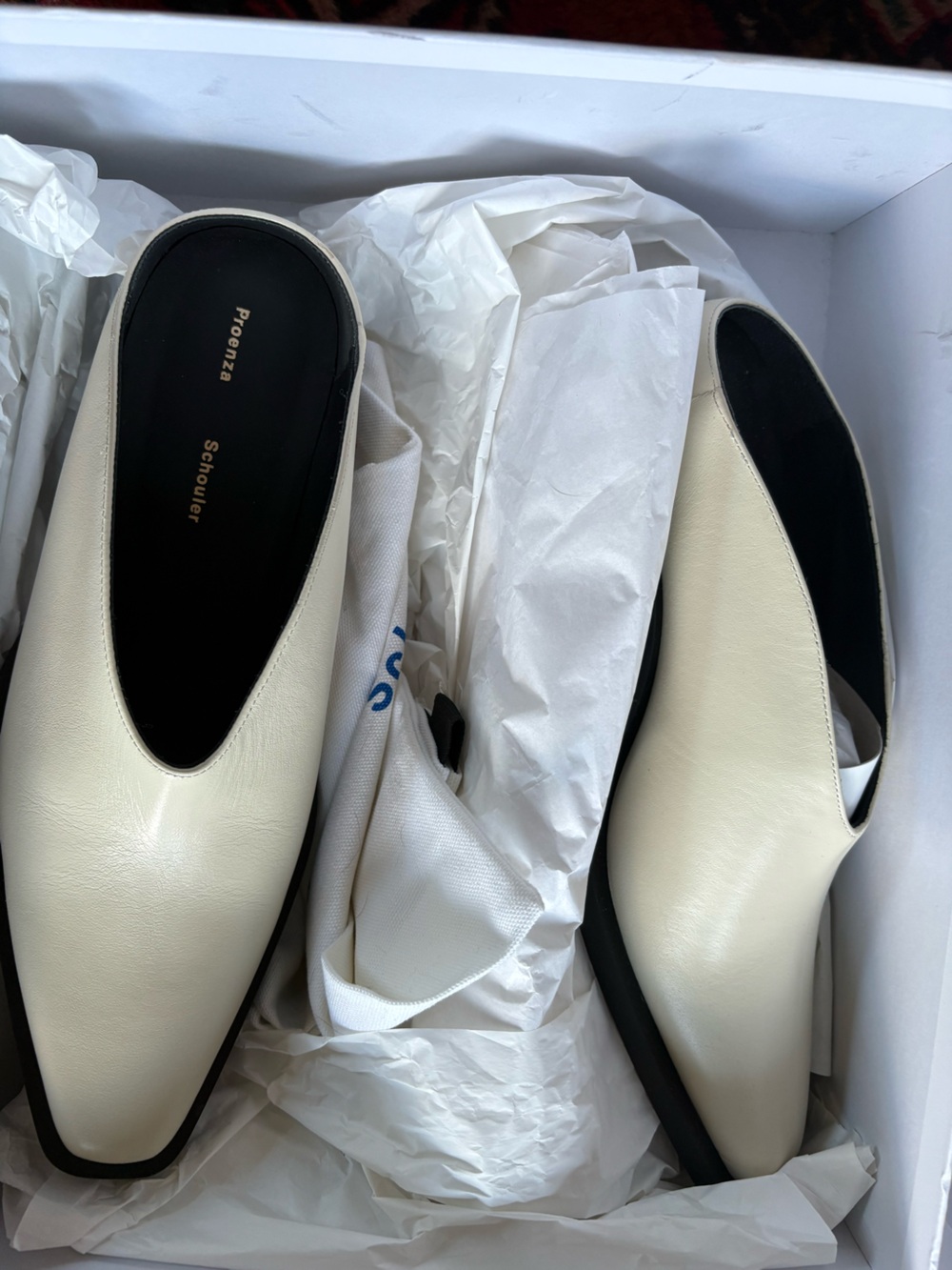 Proenza Schouler Bronco Cream Leather Low-Profile Mule size 39 calf cowboy sabot - Picture 5 of 9
